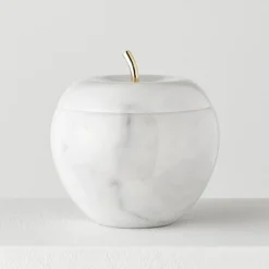 Verspiegelte Apple Box aus Carrara Marmor und Messing in Weiß