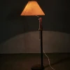 Verstellbare deutsche Vintage Stehlampe aus Eiche & Metall mit handgefertigtem Papierschirm, 1970er