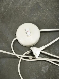 Verstellbare deutsche Vintage Stehlampe aus Eiche & Metall mit handgefertigtem Papierschirm, 1970er