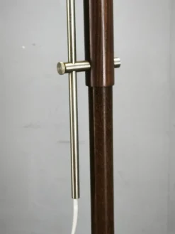 Verstellbare deutsche Vintage Stehlampe aus Eiche & Metall mit handgefertigtem Papierschirm, 1970er