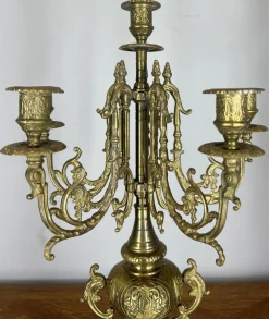 Verzierte französische Vintage Kerzenhalter aus Messing, 2