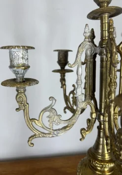 Verzierte französische Vintage Kerzenhalter aus Messing, 2