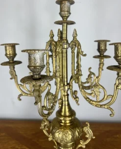 Verzierte französische Vintage Kerzenhalter aus Messing, 2