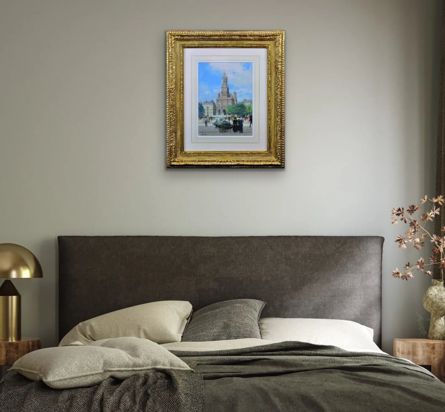 Victor Gabriel Gilbert, The Church of the Holy Trinity, Place De La Trinite, Paris, 1890er, Gouache & Aquarell & Papier, Gerahmt
