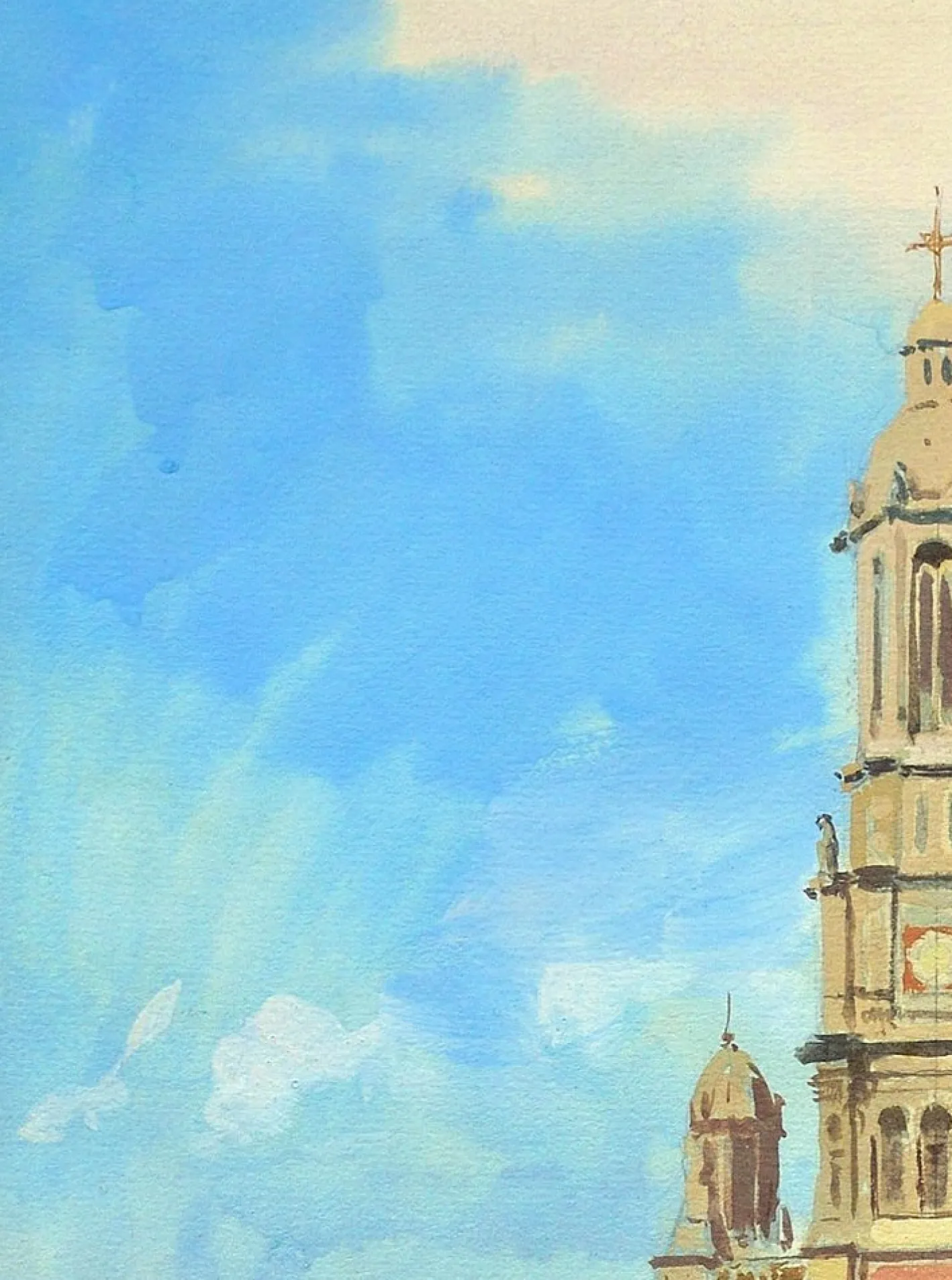 Victor Gabriel Gilbert, The Church of the Holy Trinity, Place De La Trinite, Paris, 1890er, Gouache & Aquarell & Papier, Gerahmt
