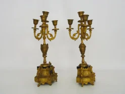 Vierarmiger Kronleuchter aus Bronze & Marmor, 1800er, 2er Set