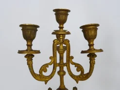 Vierarmiger Kronleuchter aus Bronze & Marmor, 1800er, 2er Set