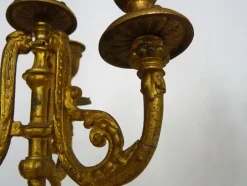 Vierarmiger Kronleuchter aus Bronze & Marmor, 1800er, 2er Set