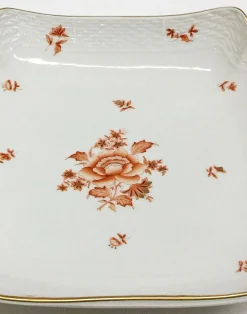 Viereckige Porzellan Rost Fortuna Muster Salatschüssel von Herend, Ungarn