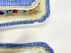 Viereckige und tiefe Teller mit Blumenmuster, 6er Set