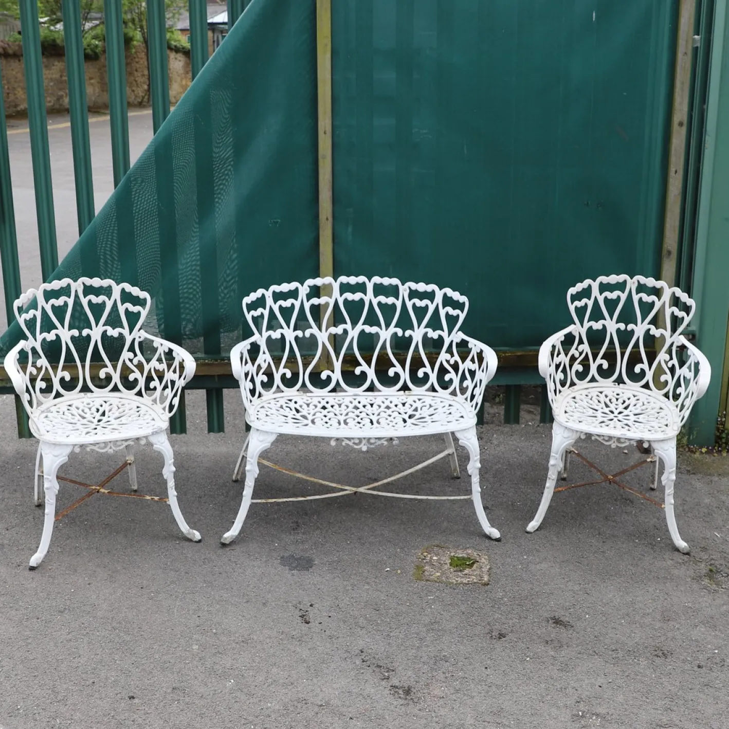 Viktorianische Gartenmöbel, 1900, 3er Set