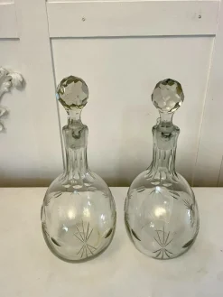 Viktorianische Karaffen aus geschliffenem Glas, 1880er, 2er Set