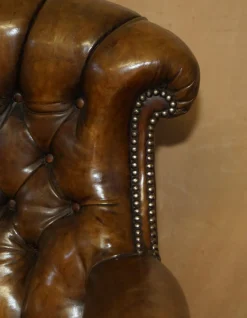 Viktorianischer Chesterfield Schaukelsessel aus Leder von Harringtons