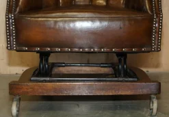 Viktorianischer Chesterfield Schaukelsessel aus Leder von Harringtons