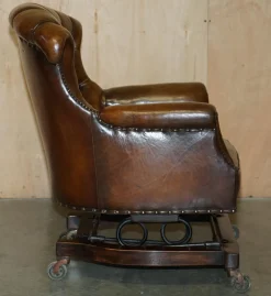 Viktorianischer Chesterfield Schaukelsessel aus Leder von Harringtons