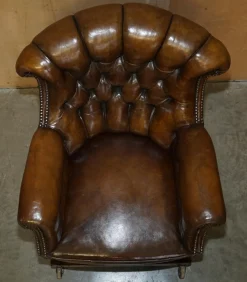Viktorianischer Chesterfield Schaukelsessel aus Leder von Harringtons