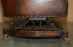 Viktorianischer Chesterfield Schaukelsessel aus Leder von Harringtons