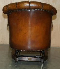 Viktorianischer Chesterfield Schaukelsessel aus Leder von Harringtons