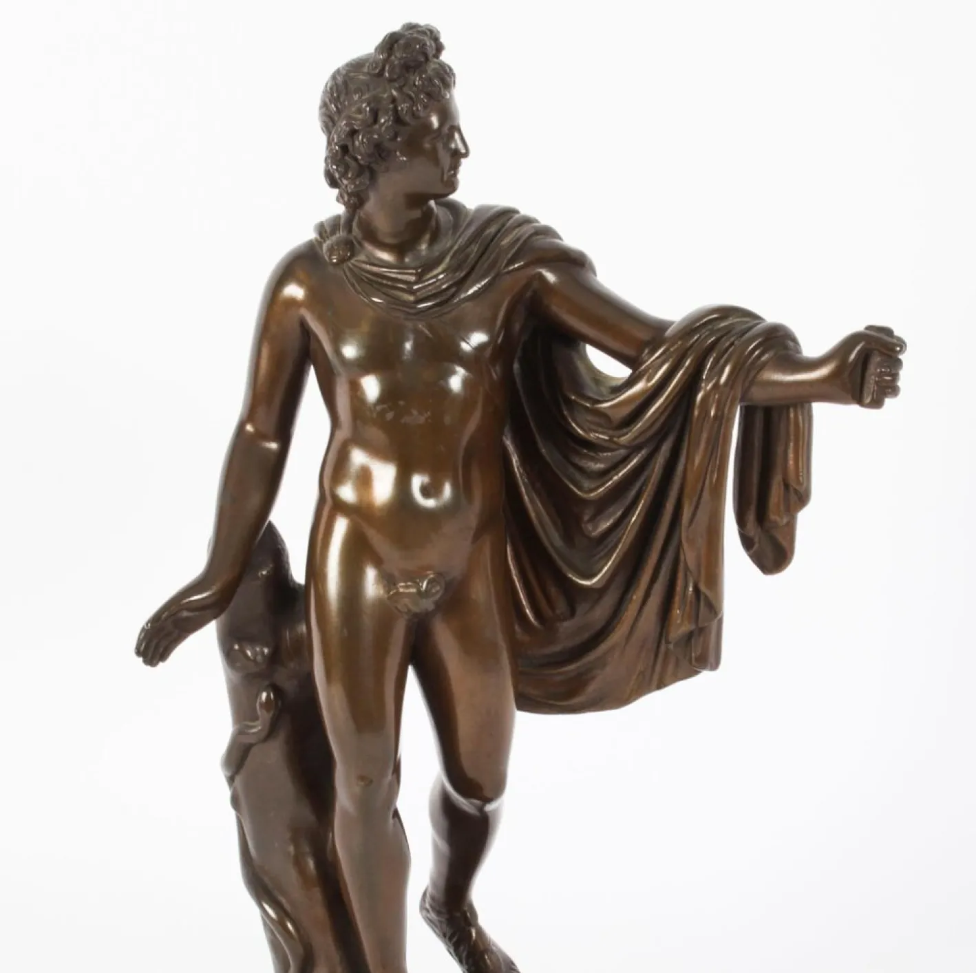 Viktorianischer Künstler, Antike Skulptur des griechischen Gottes Apollo, 19. Jh., Bronze