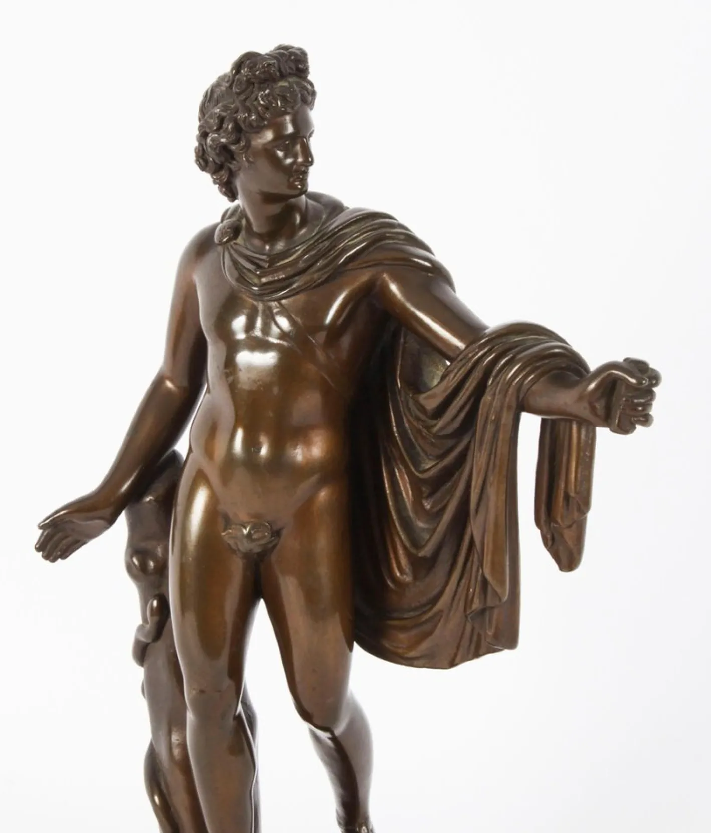 Viktorianischer Künstler, Antike Skulptur des griechischen Gottes Apollo, 19. Jh., Bronze