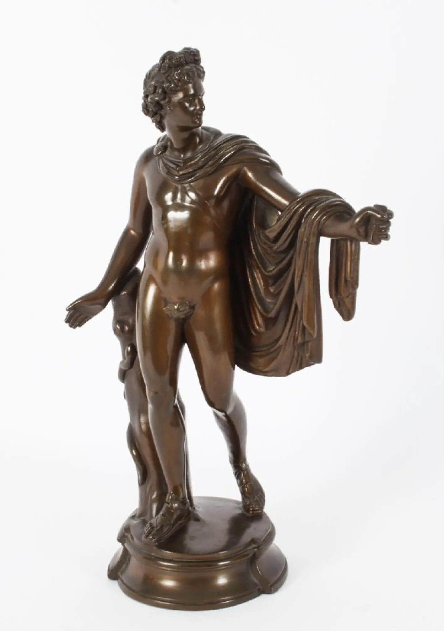 Viktorianischer Künstler, Antike Skulptur des griechischen Gottes Apollo, 19. Jh., Bronze