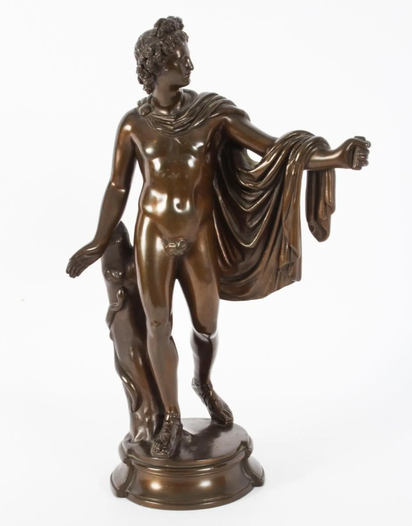 Viktorianischer Künstler, Antike Skulptur des griechischen Gottes Apollo, 19. Jh., Bronze