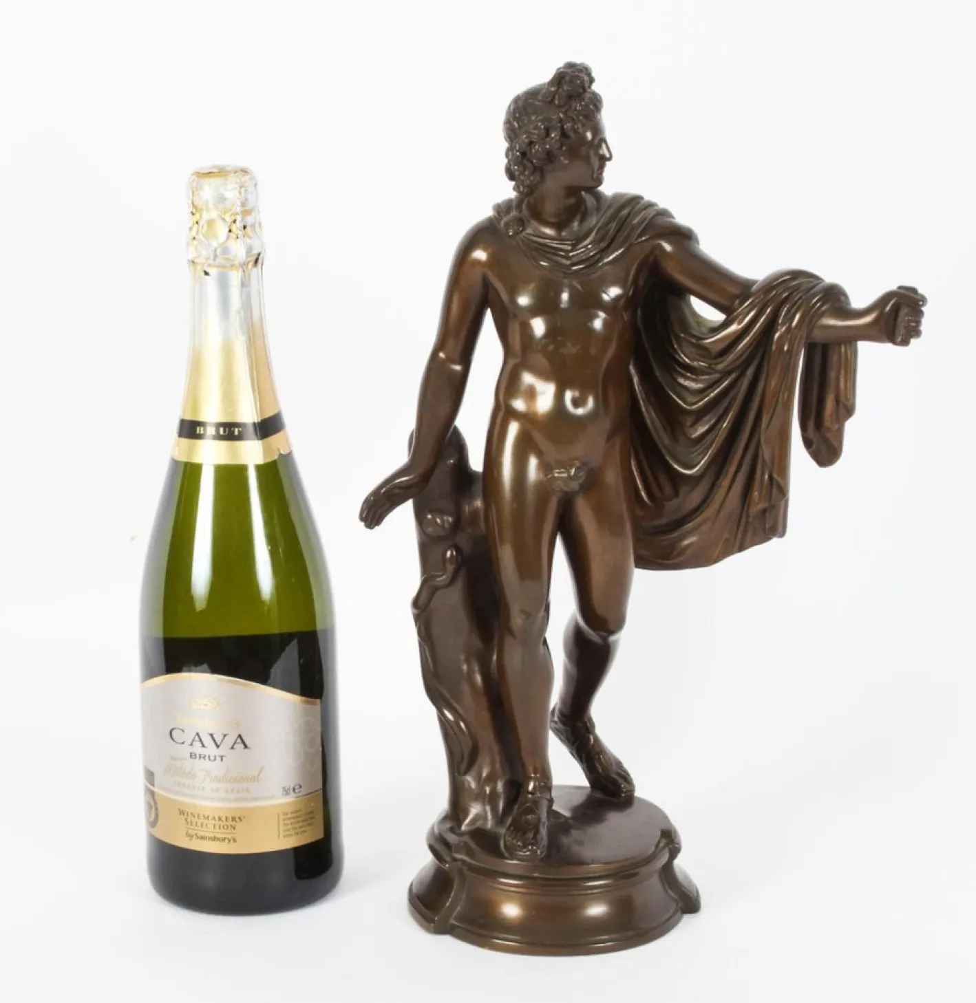 Viktorianischer Künstler, Antike Skulptur des griechischen Gottes Apollo, 19. Jh., Bronze