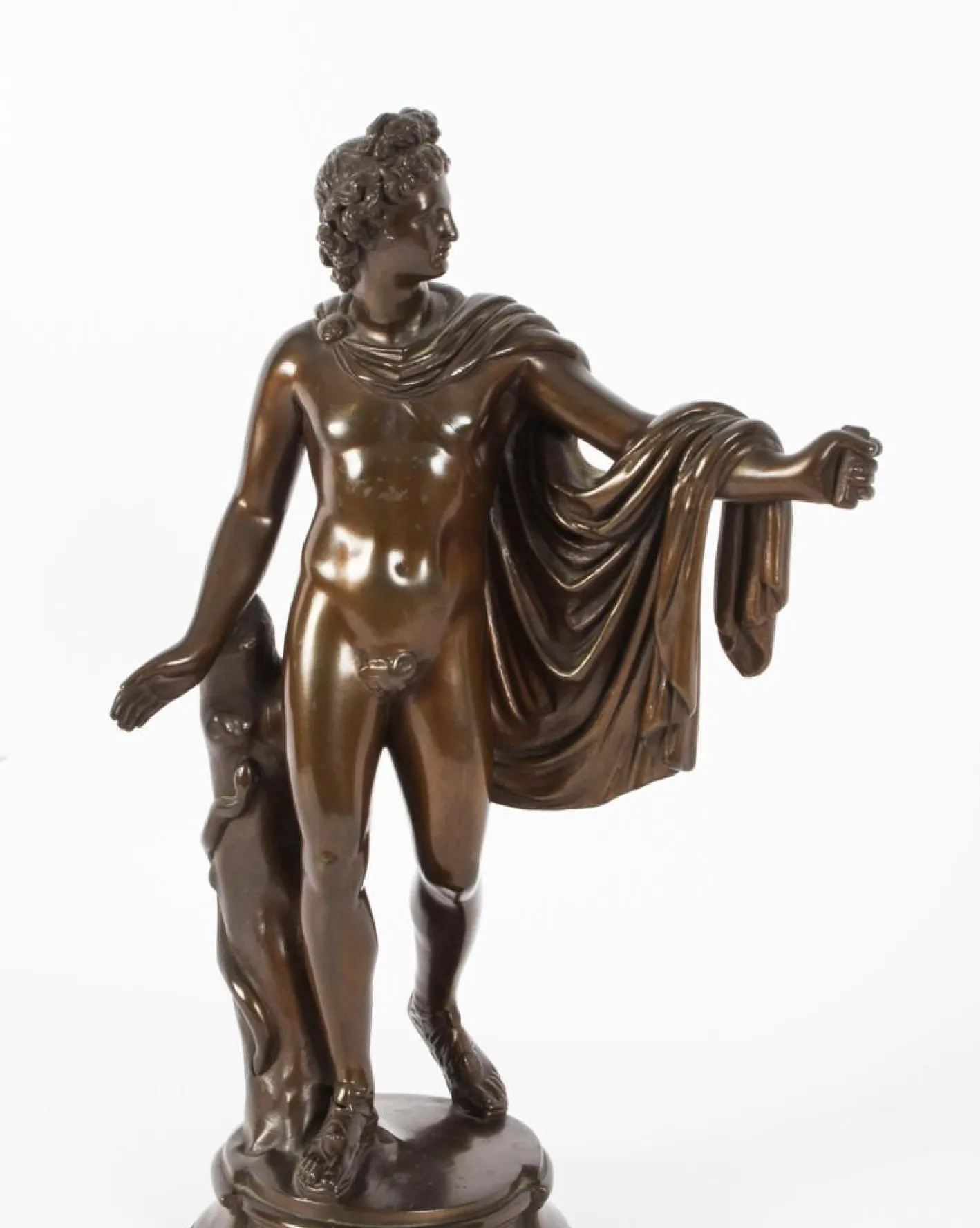 Viktorianischer Künstler, Antike Skulptur des griechischen Gottes Apollo, 19. Jh., Bronze