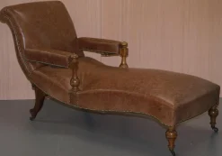 Viktorianischer Liegesessel aus braunem Leder, 1860er