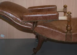 Viktorianischer Liegesessel aus braunem Leder, 1860er