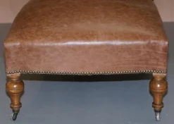 Viktorianischer Liegesessel aus braunem Leder, 1860er