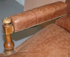 Viktorianischer Liegesessel aus braunem Leder, 1860er