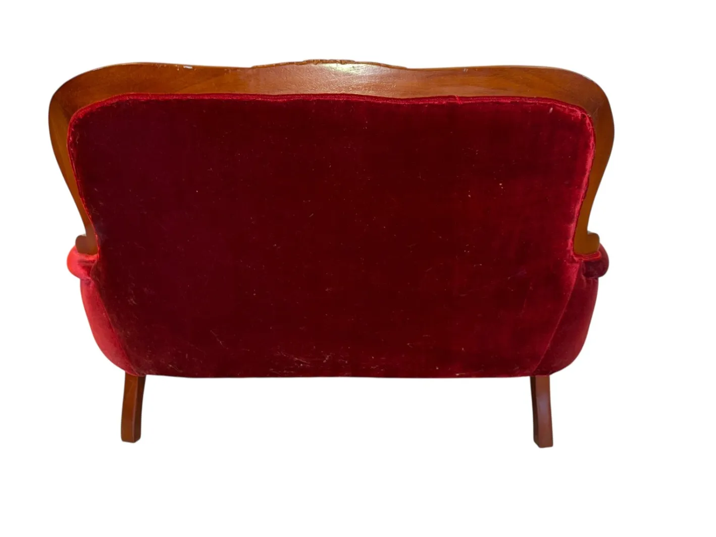 Viktorianischer Loveseat Miniatur in Rotem Samt