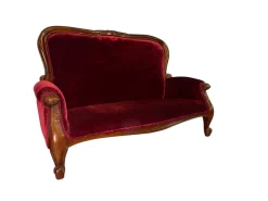 Viktorianischer Loveseat Miniatur in Rotem Samt