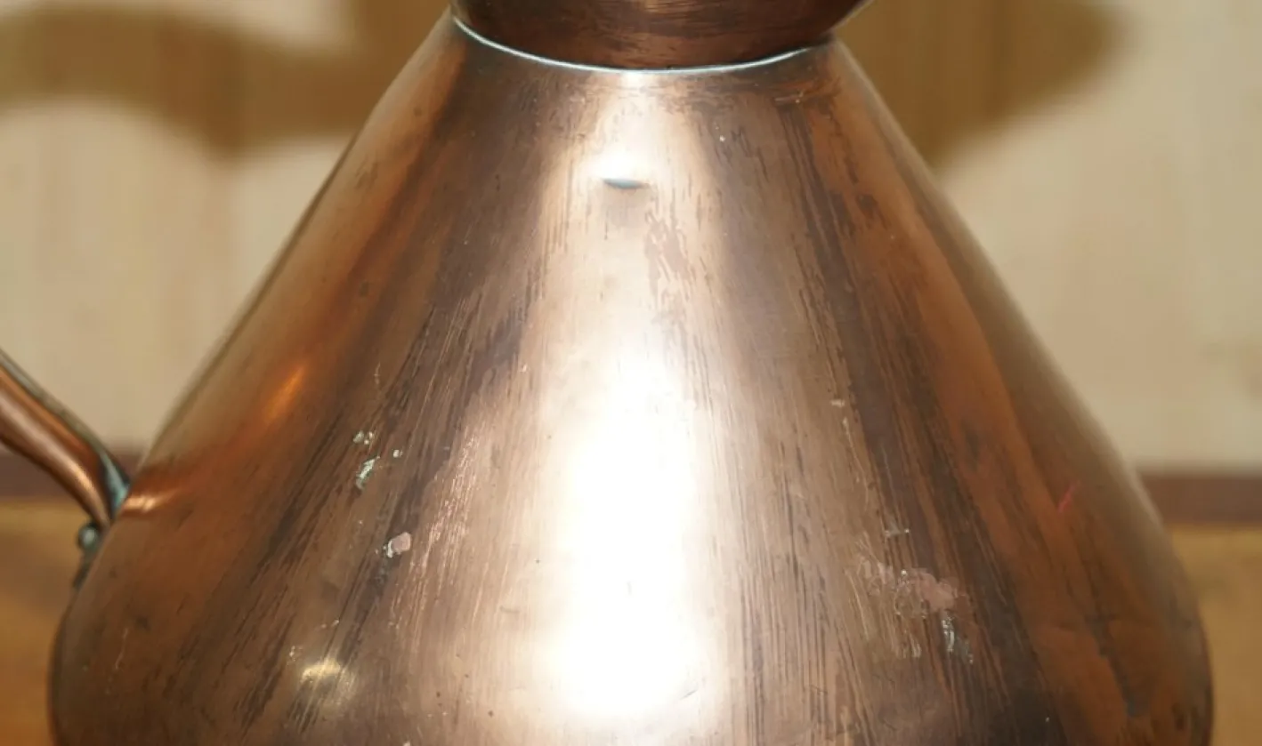 Viktorianischer punzierter 2 Gallonen Kupfer & Messing Krug