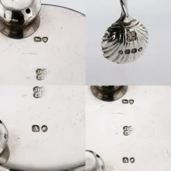 Viktorianische Salze & Löffel aus massivem Silber, 19. Jh., London, 1870er, 6er Set