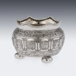 Viktorianische Salze & Löffel aus massivem Silber, 19. Jh., London, 1870er, 6er Set