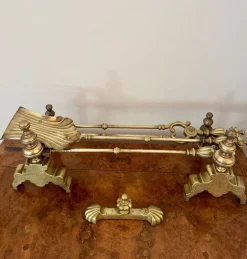 Viktorianisches Messing Kamin Set, 1890, 6 . Set