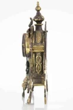 Viktorianische Tischuhr aus Messing & Kunstglas, spätes 19. Jh