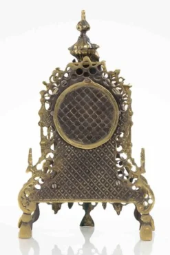 Viktorianische Tischuhr aus Messing & Kunstglas, spätes 19. Jh