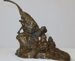 Vilavan, Fasan und ihre Jungen, Frühes 20. Jh., Bronze