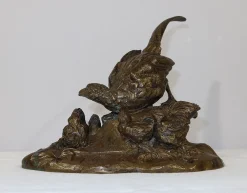 Vilavan, Fasan und ihre Jungen, Frühes 20. Jh., Bronze