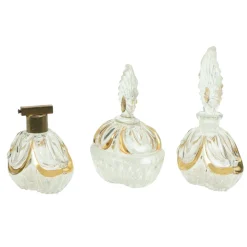Vintage Art Déco Boudoir Parfümflaschen aus Kristallglas von Fischer, 1950er, 3er Set