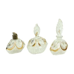 Vintage Art Déco Boudoir Parfümflaschen aus Kristallglas von Fischer, 1950er, 3er Set