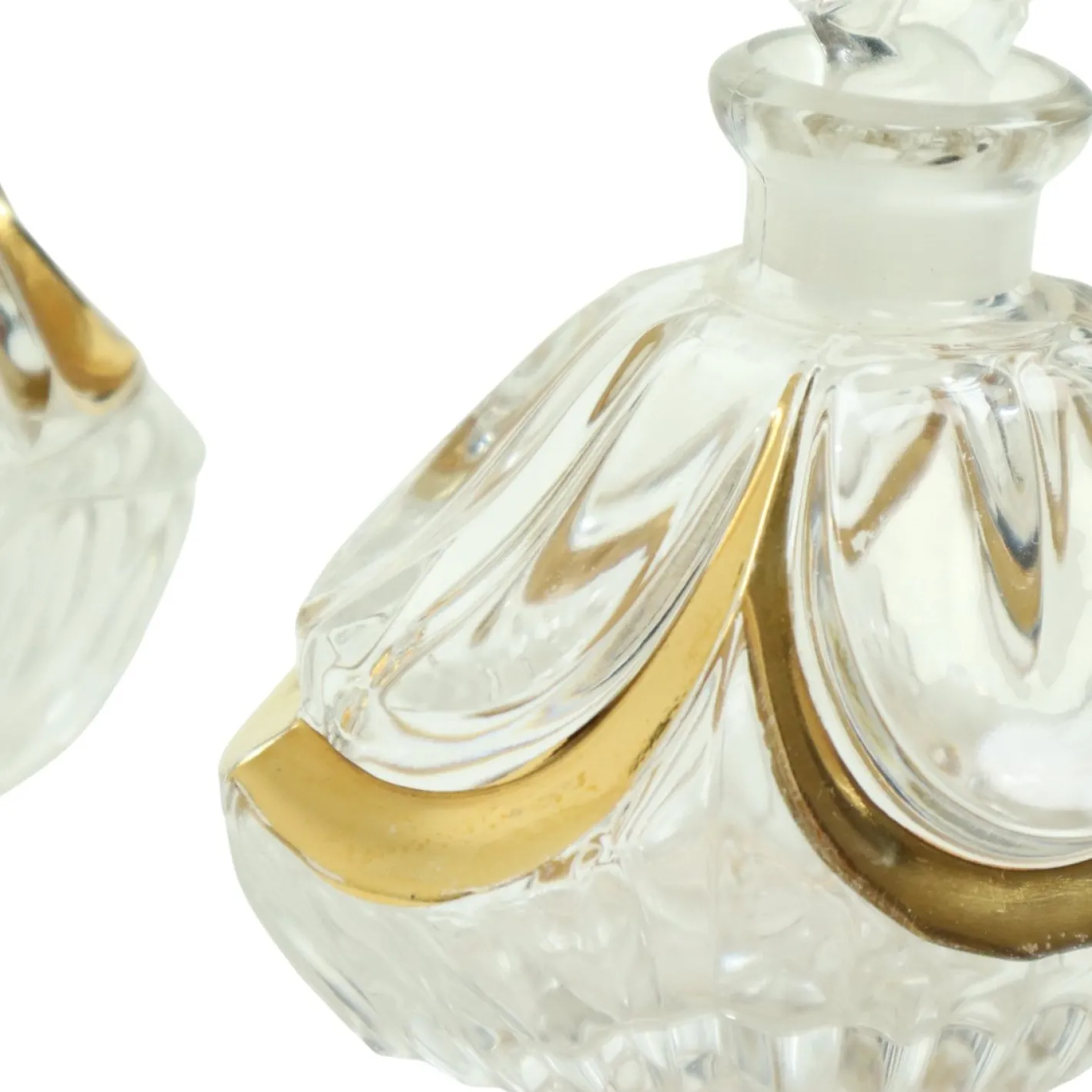 Vintage Art Déco Boudoir Parfümflaschen aus Kristallglas von Fischer, 1950er, 3er Set