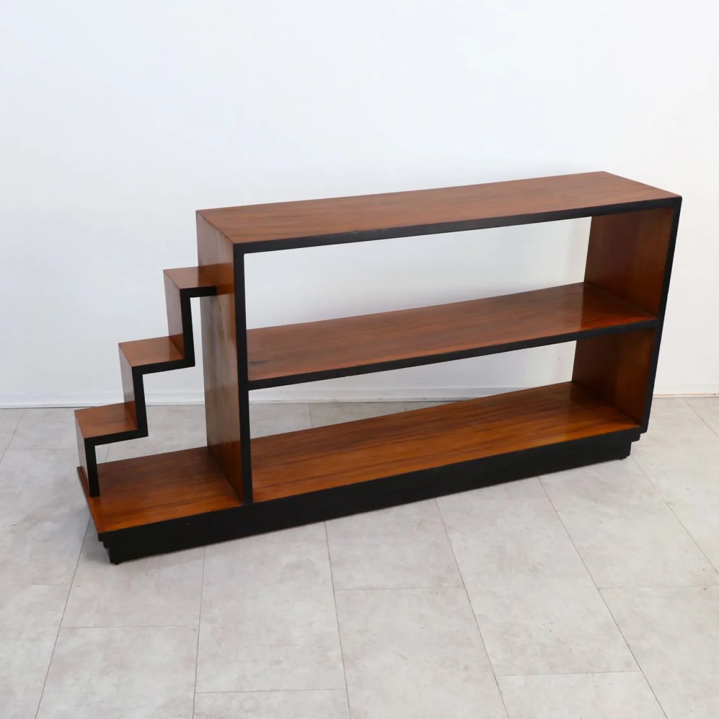 Vintage Art Deco Bücherregal aus edlem Holz, Italien, 1940er