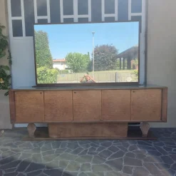 Vintage Art Deco Sideboard aus Thuja Wurzel- & Ahornholz mit Spiegel, 1940er