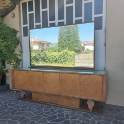 Vintage Art Deco Sideboard aus Thuja Wurzel- & Ahornholz mit Spiegel, 1940er