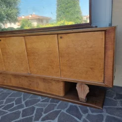 Vintage Art Deco Sideboard aus Thuja Wurzel- & Ahornholz mit Spiegel, 1940er
