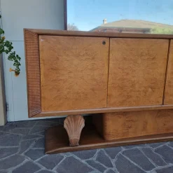 Vintage Art Deco Sideboard aus Thuja Wurzel- & Ahornholz mit Spiegel, 1940er